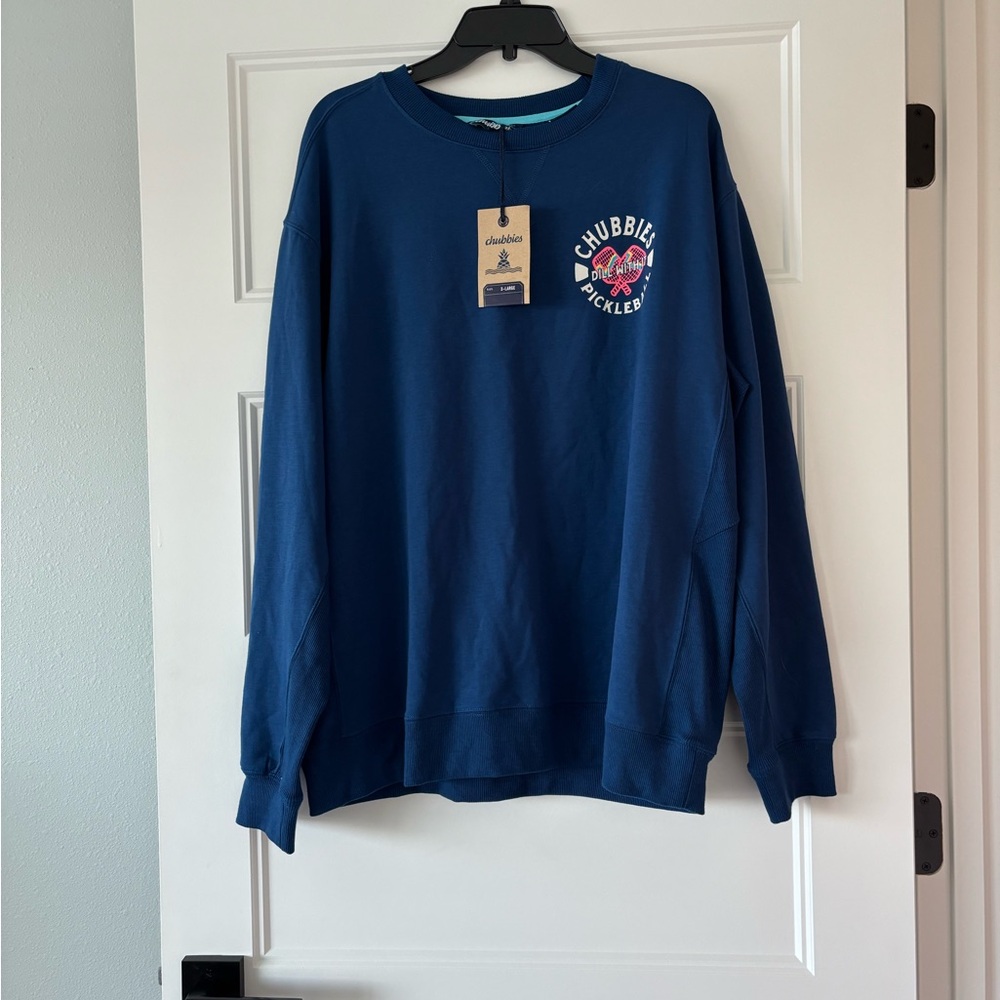 Chubbies NWT The Pickler soft Terry crewneck sweatshirt XL blue pickleball - Picture 3 of 9